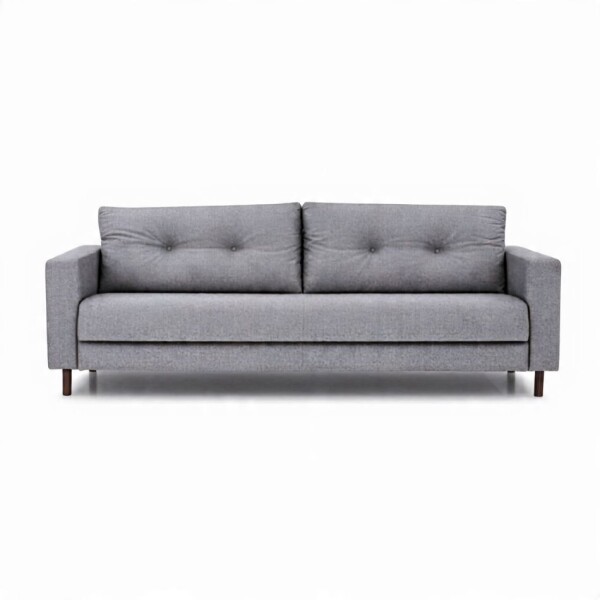 Sofa 4 cuerpos tela Gris Brillo con respaldo semi capitoneado Sofa 4 cuerpos tela Gris Brillo con respaldo semi capitoneado