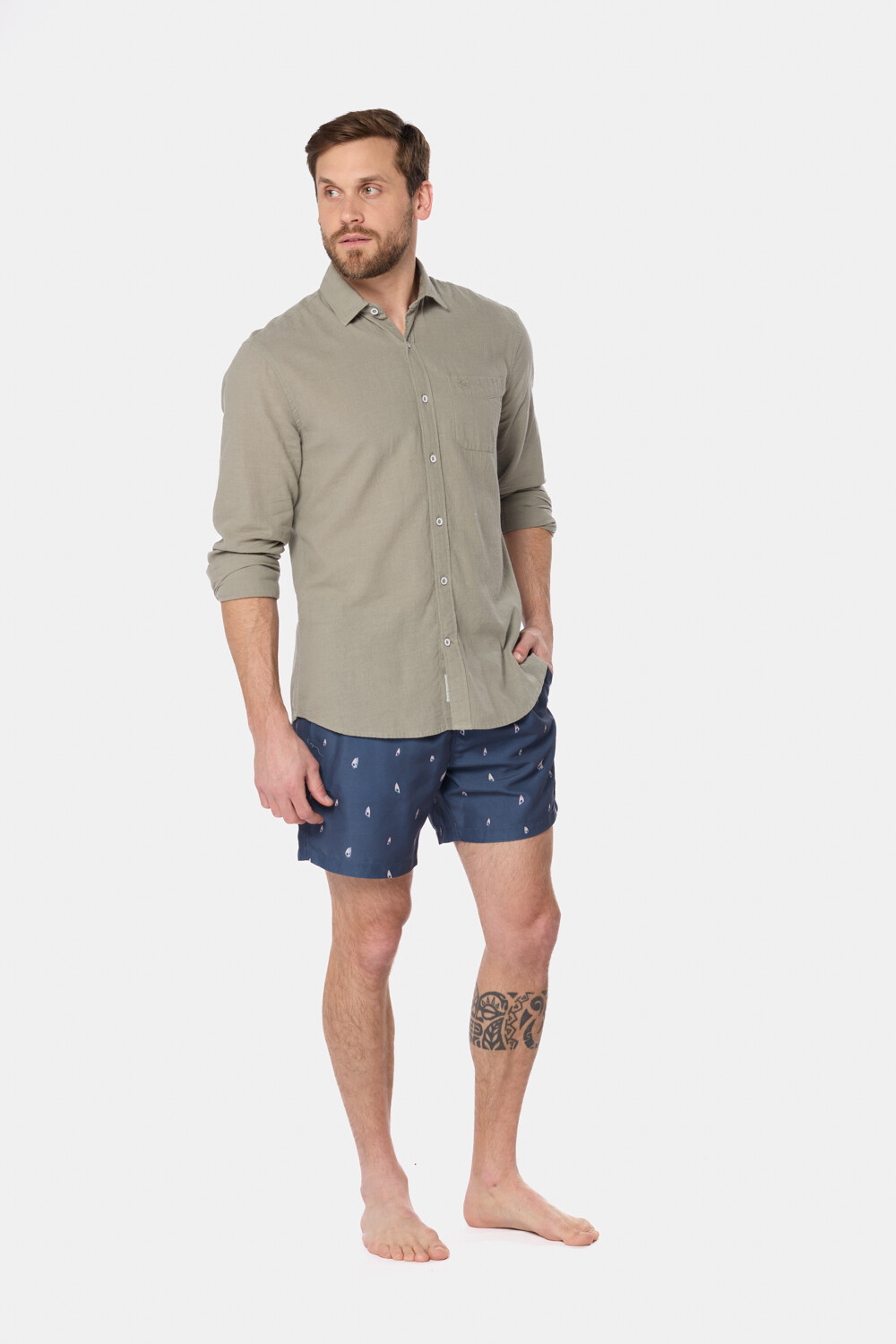 SHORT DE BAÑO ESTAMPADO Azul