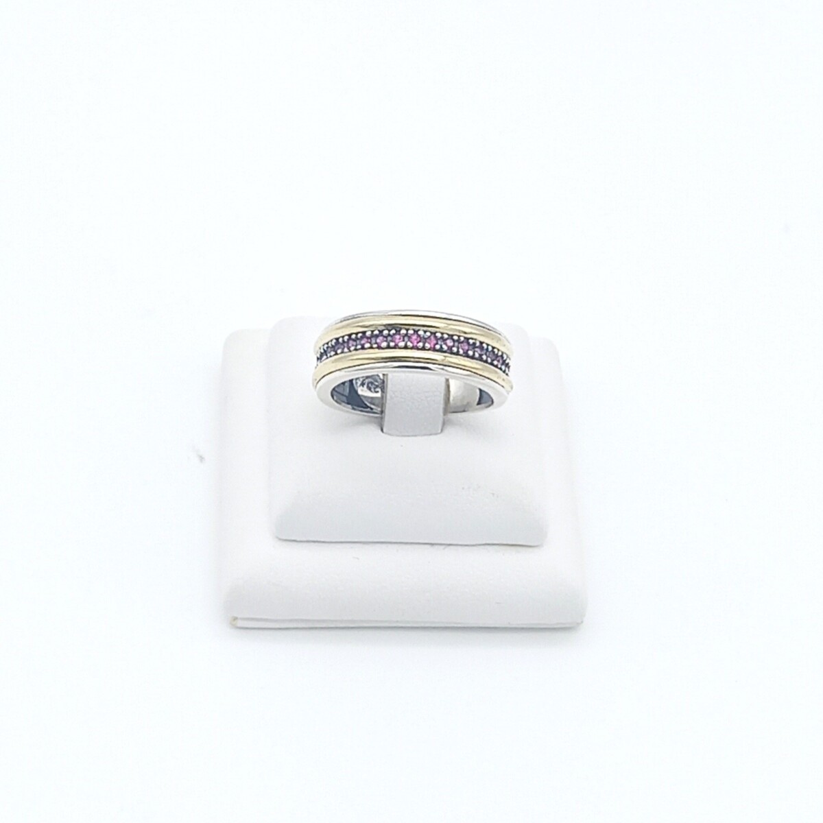 Anillo de plata 925, double en oro 18 ktes y cironias. 
