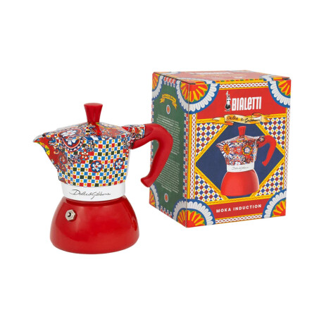 CAFETERA MOKA DOLCE GABBANA CARRETO SICILIANO 4 TZ INDUCCION ROJO