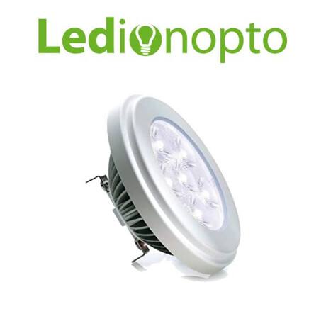Ledion - Lámpara Led ES111/AR111 Base G5.3 - 10W, 3000K Blanco Cálido (Ww), 40.000 Hs. Aro Plateado 001