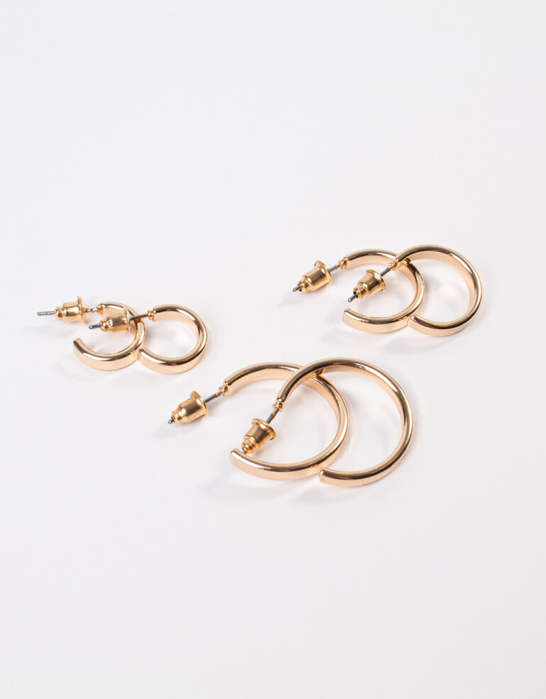 Aros Argollas Set Metal Set De Argollas - Dorado