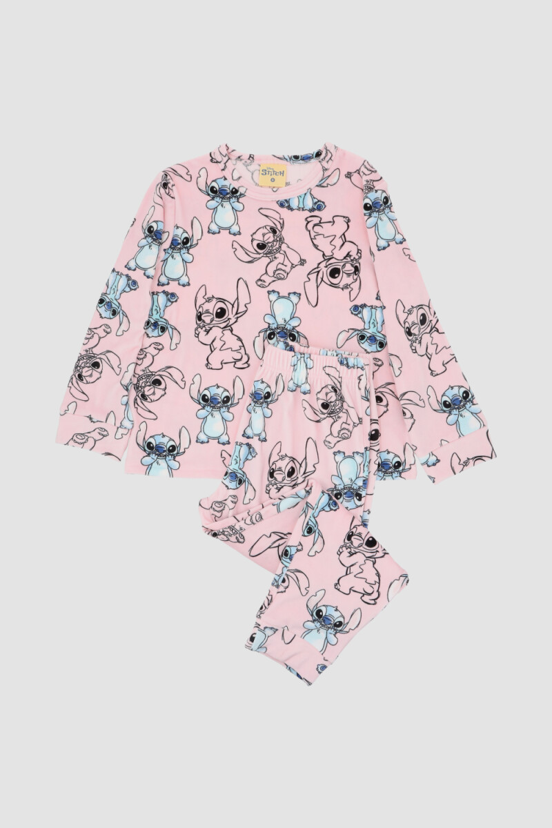 Pijama teens stitch velour - Rosado 