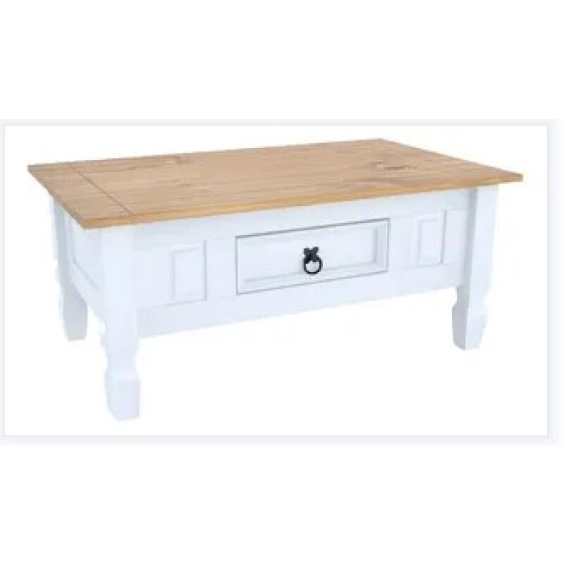 Mesa de centro ESTILO MEXICANO 1 cajón Color CERA BLANCO Mesa de centro ESTILO MEXICANO 1 cajón Color CERA BLANCO