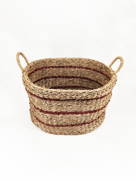 CANASTO OVALADO CON ASAS MARRON