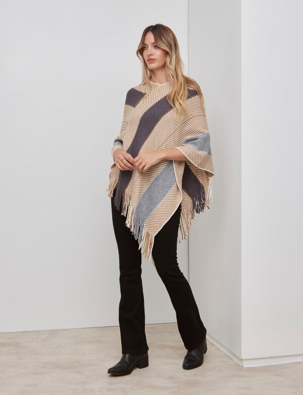 Poncho Lineas MULTI/TOSTADO