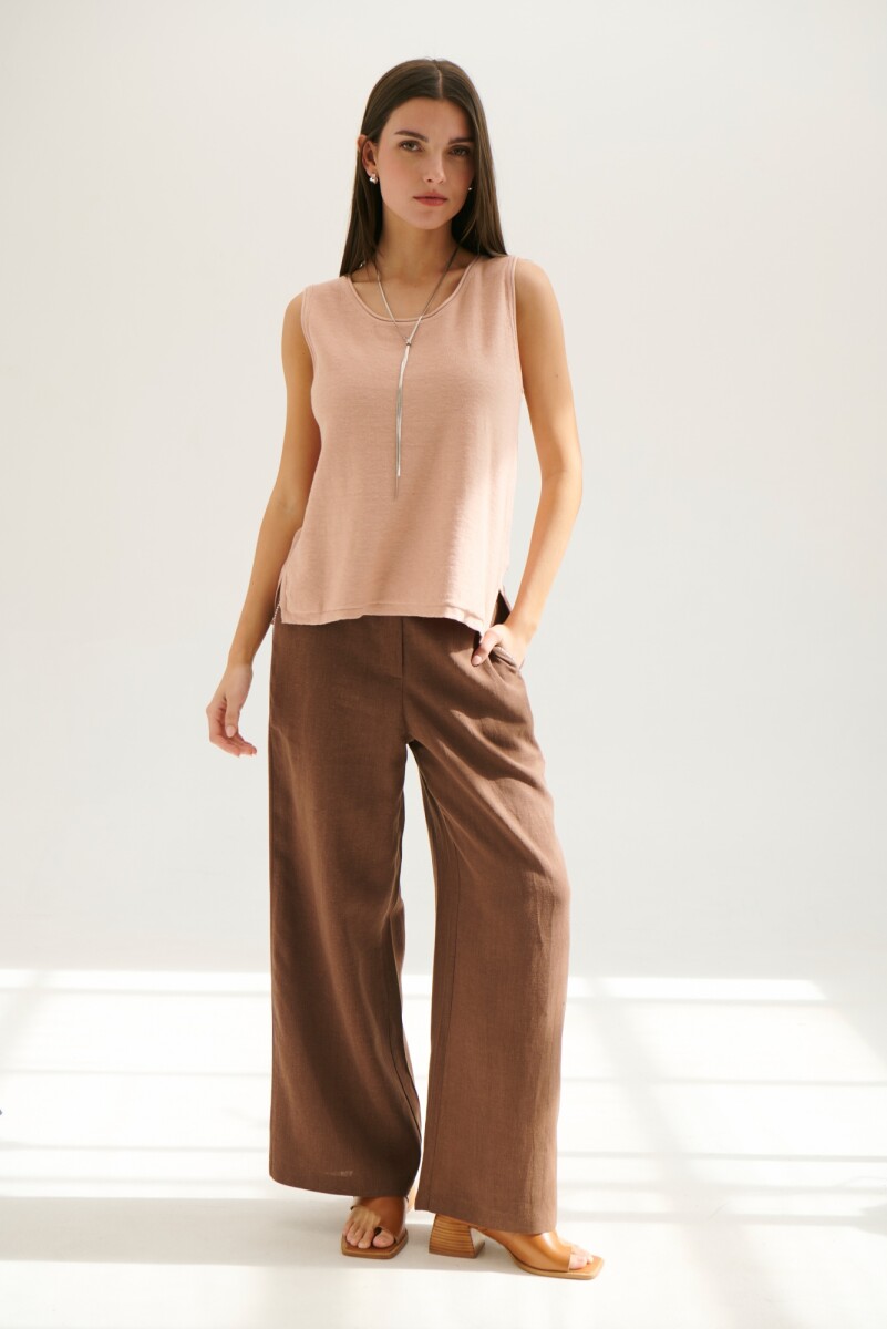 PANTALON LINO LAIA - MOCCA 