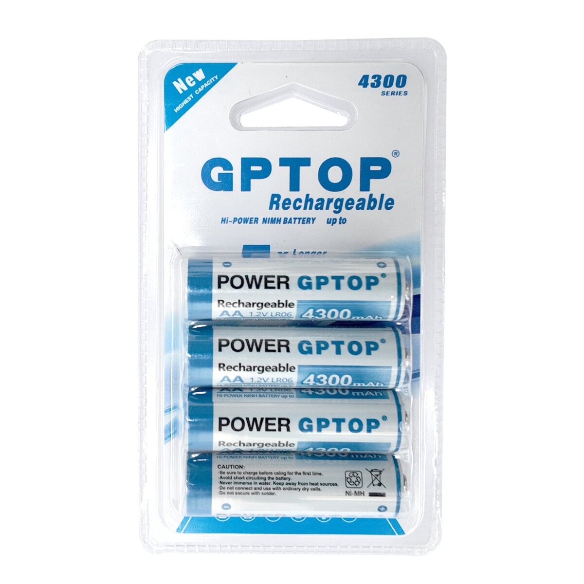 Pack x4 Pilas AA Recargables 4300mAh Blister LR06 1.2V - Variante Color Azul 