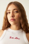 Musculosa acanalada bordada blanco