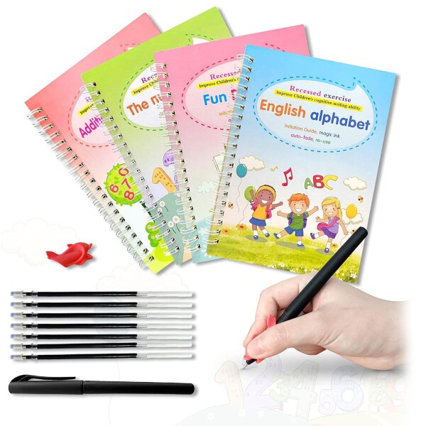 Kit 4 Cuadernos Aprendizaje Infantil Magico Abecedario Y Más Variante Diseños Surtidos
