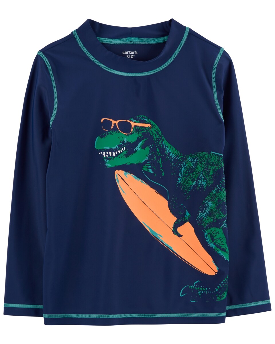 Remera de baño, protección UPF 50+, manga larga y estampa dinosaurio 