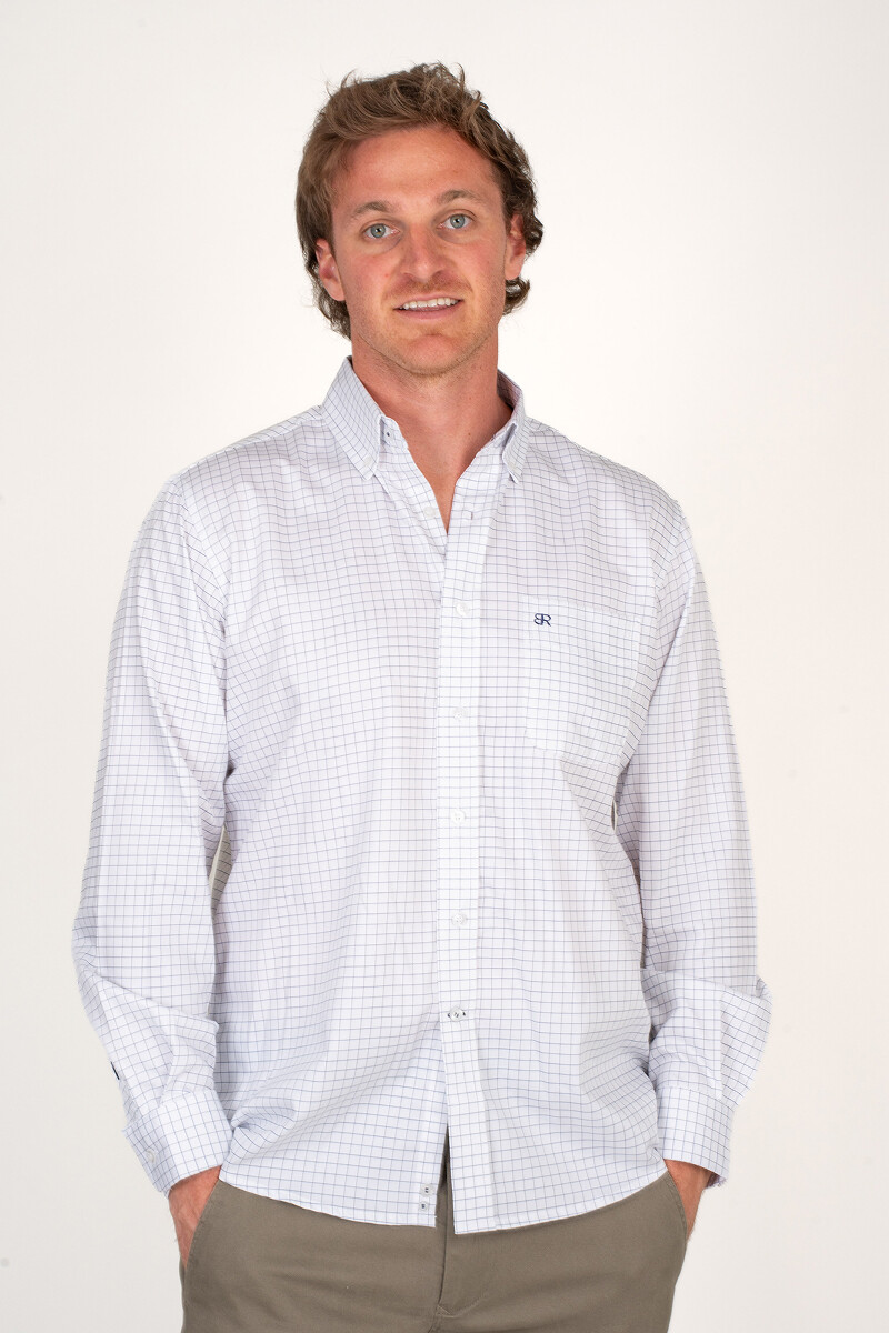 Camisa Escocesa Blanca y Azul