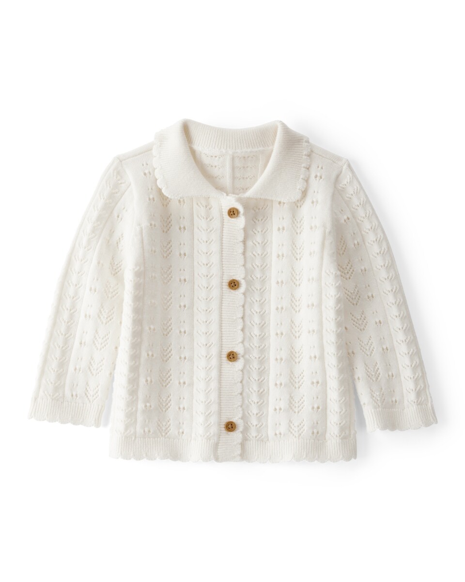 Saco de algodón calado, con cuello, marfil 