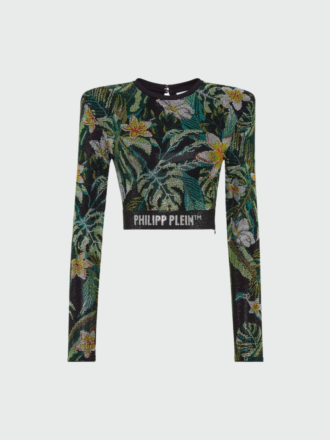 PHILIPP PLEIN - top corto manga larga con hombreras "Hawaii" Estampado