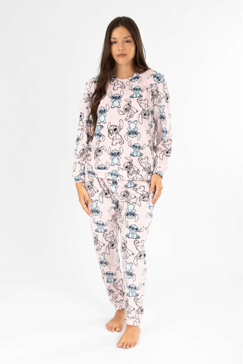 Pijama stitch velour - Rosado 