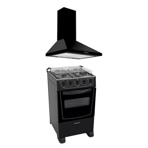 Combo Cocina Punktal 4h A Gas +campana Extractora Petra 60cm Color Negro Combo Cocina Punktal 4h A Gas +campana Extractora Petra 60cm Color Negro