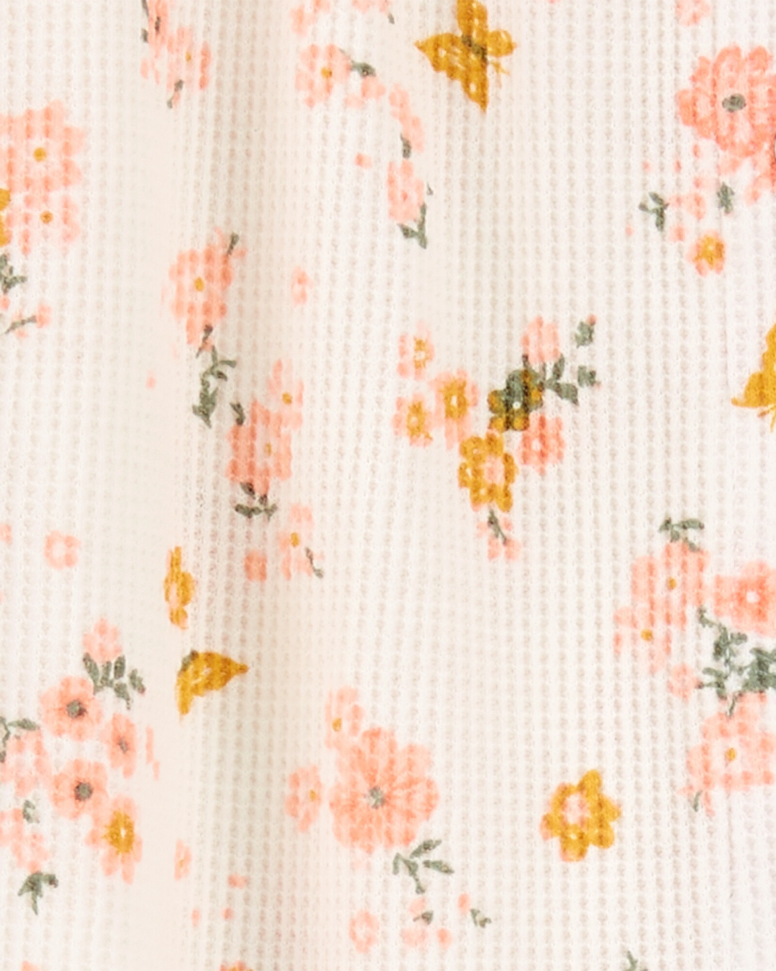 Pijama una pieza de algodón térmico con pie, diseño floral Pijama una pieza de algodón térmico con pie, diseño floral