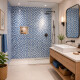 CERAMICA REVESTIMIENTO MOSAICO AZUL Y BLANCO BRILLO 32X57 CM GAMAS DE AZUL