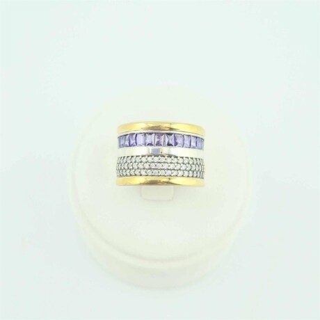 Anillo de Plata 925 con double en Oro 18k y Circonias. Anillo de Plata 925 con double en Oro 18k y Circonias.