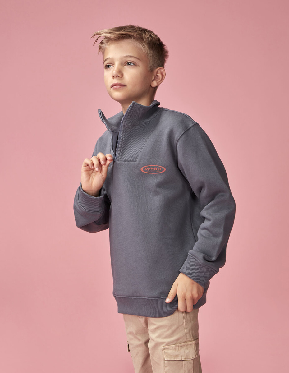 Sudadera Rayas Con Crema - Azul Pato 