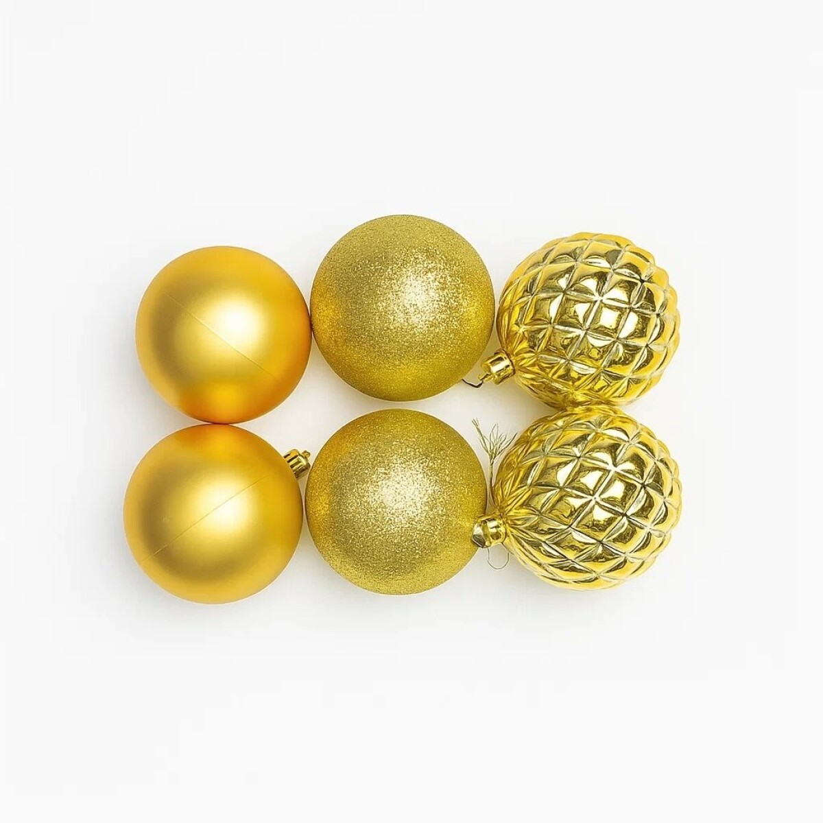 ESFERA COMBINADA RELIEVE DIAMANTE MATE 8CM X 6 UNIDADES ORO 