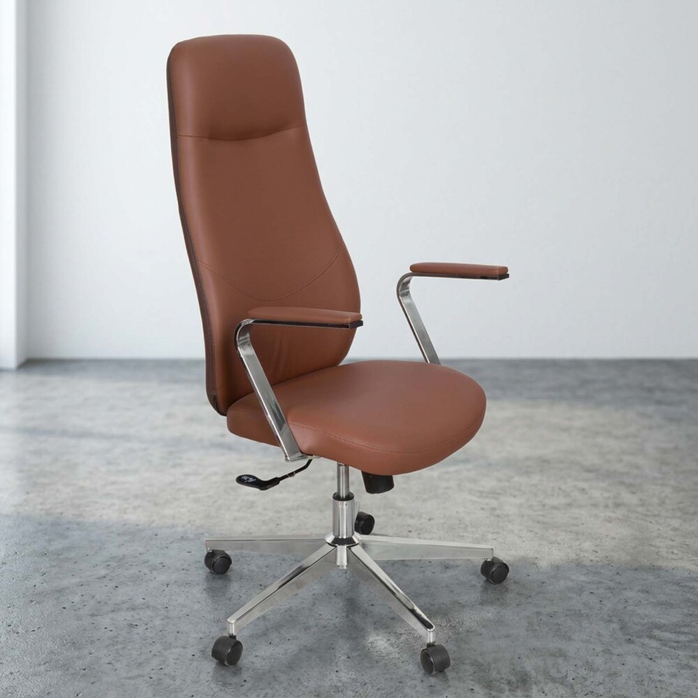 SILLA DE ESCRITORIO PU MARRON D-470