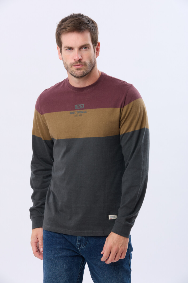 REMERA RAYADA DE ALGODÓN - Gris 