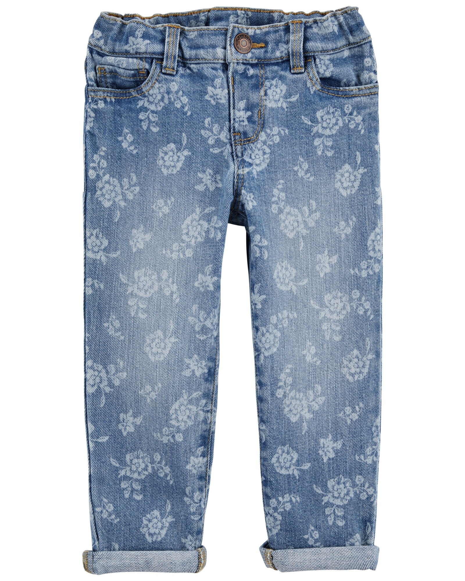 Pantalón jean ajustado diseño floral Sin color