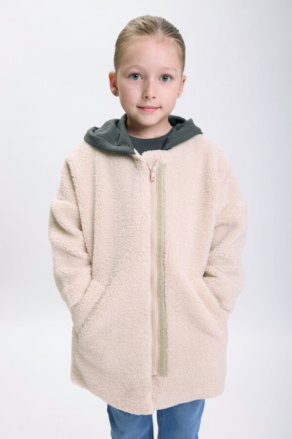 Campera sherpa larga Beige