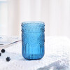 Vaso de Vidrio Labrado Largo Set 6 Unidades Azul