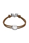 PULSERA DE HILO ELÁSTICO MARRÓN CON CORAZÓN BAÑADO EN PLATA DE LEY Pulsera