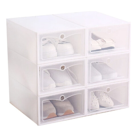 Caja Organizadora Zapatos Zapatera X6 Unidades Caja Apilable Color Variante Blanco