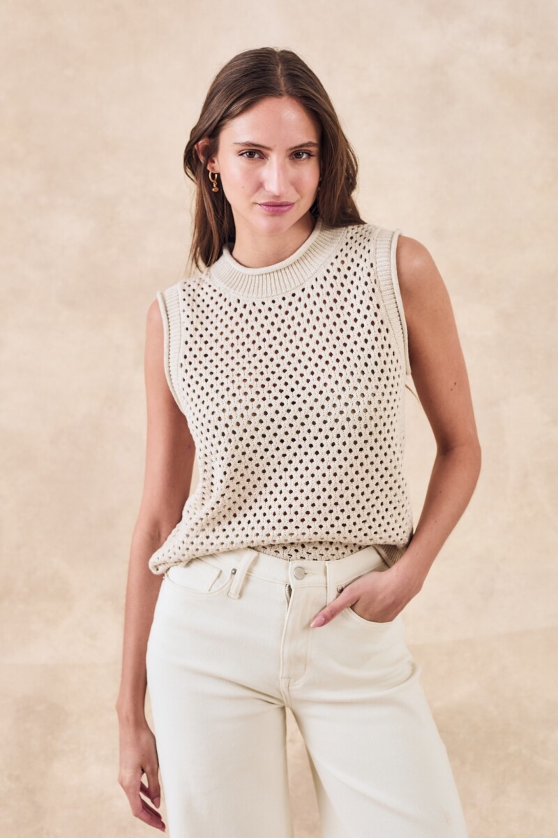 Top Calados Lurex - Beige Melange 