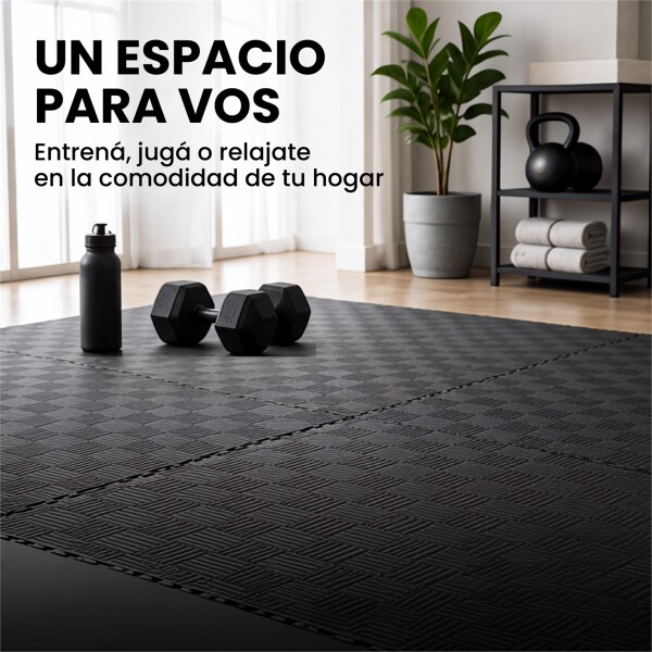 Piso Tatami Goma Eva Encastrable 1x1m 2cm Yoga Pesa Mancuer NEGRO GRIS