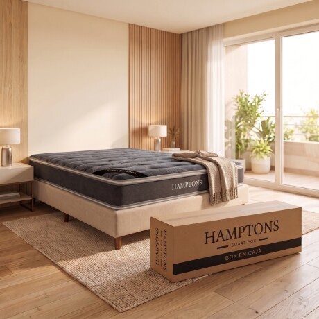 Sommier Queen Colchon HAMPTONS Hybrid Silver Beige