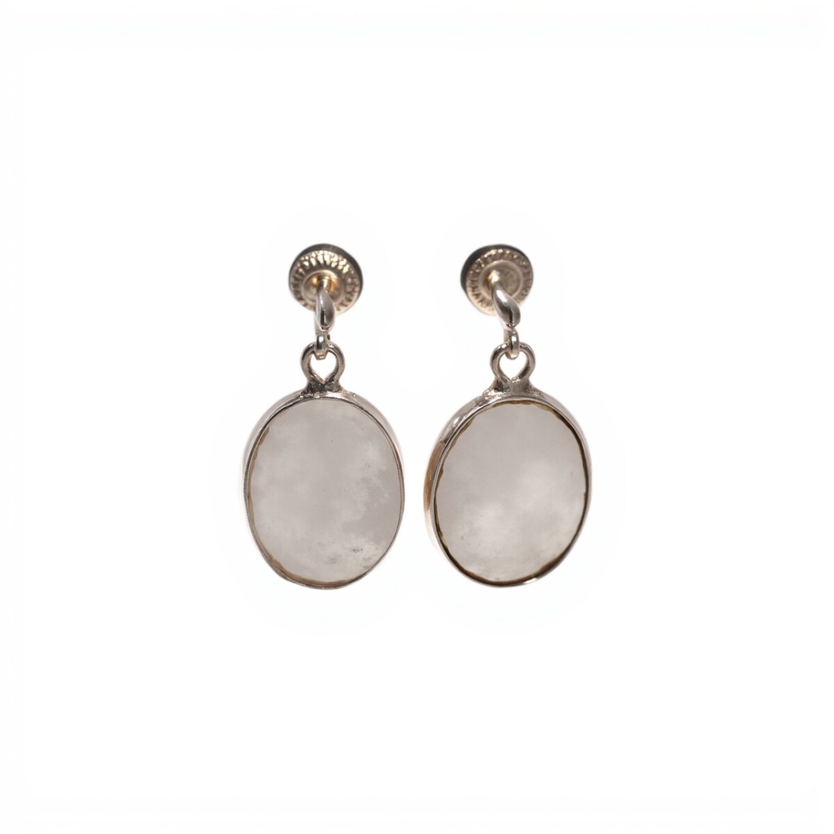 Caravanas Óvalo-Plata 925-Piedra Nácar-CA3090 - conpiedra 