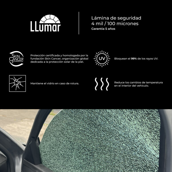 Polarizado Camioneta. Marca: Llumar. Tono: Intermedio. 100 Micrones Polarizado Camioneta. Marca: Llumar. Tono: Intermedio. 100 Micrones