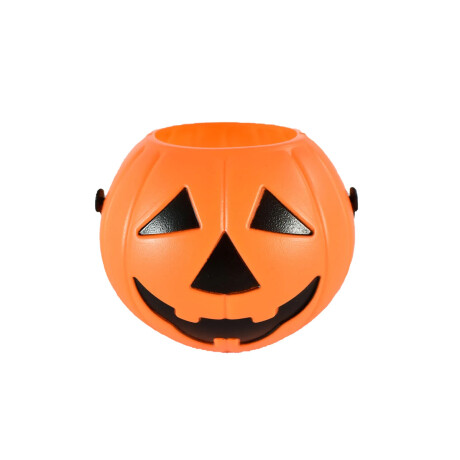 Balde calabaza Halloween con cara divertida para caramelos o decoración Naranja