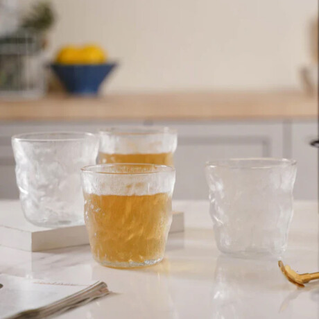 Vaso de vidrio textura piedra 300ml Sc