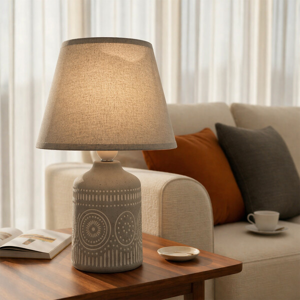 Lampara Portatil De Mesa De Ceramica Gris Claro Lampara Portatil De Mesa De Ceramica Gris Claro