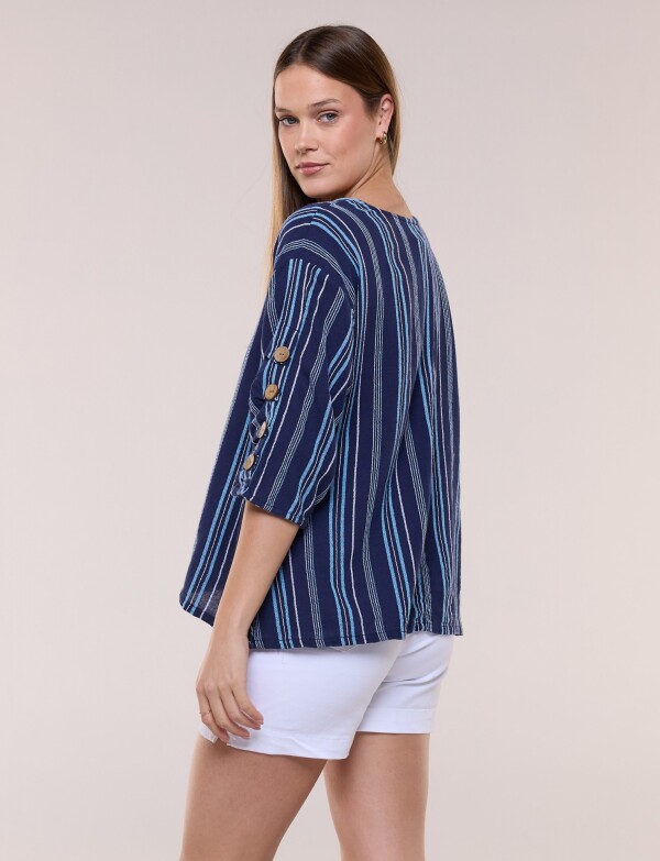 Blusa Algodón Botones AZUL/MULTI
