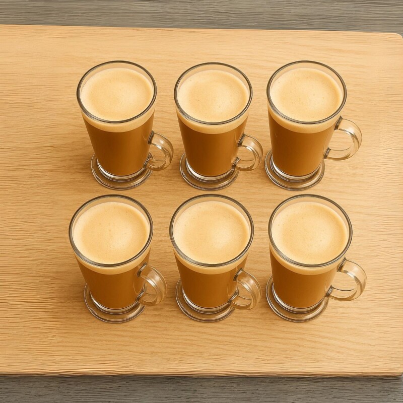 Set x6 Taza de vidrio alta con asa 285ml TRANSPARENTE