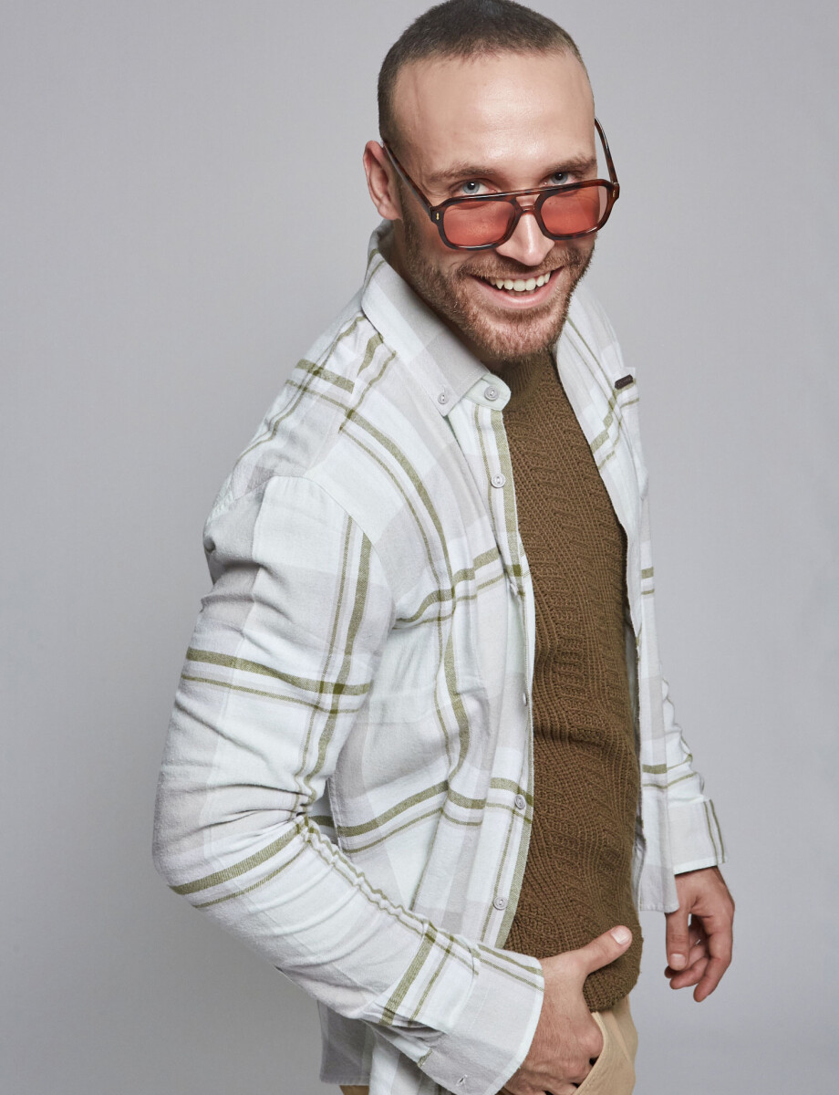 Camisa m/l franela verde