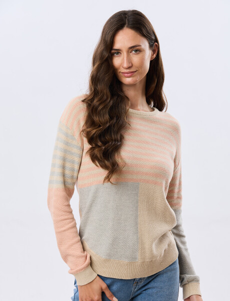 BUZO RAYADO TEJIDO Beige