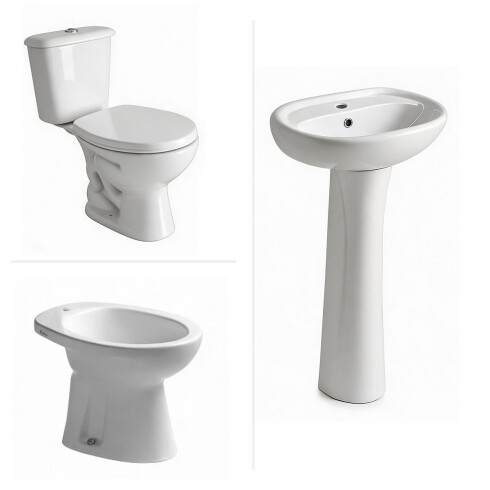 JUEGO DE LOZA SANITARIA ANDINA BLANCO BRILLANTE PARA BAÑO BLANCO