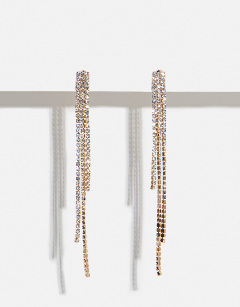 Aros Colgantes Largos Special Price Aros Largos Con Strass - Cristal