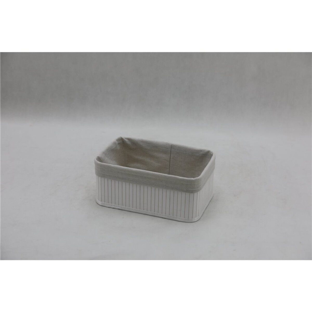 CESTO REC BAMBÚ FORRADO TELA 20X10X8CM BCO 