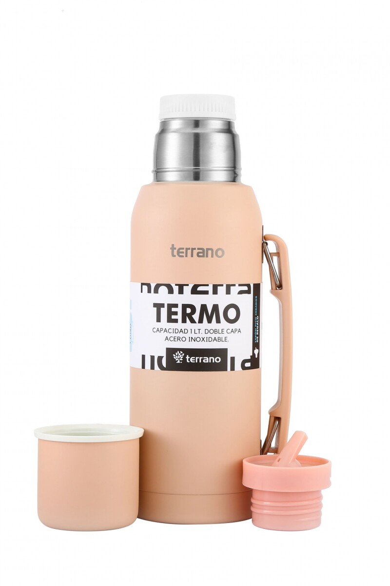 TERMO PREMIUM DE 1LT TERRANO CON MANIJA ROSA