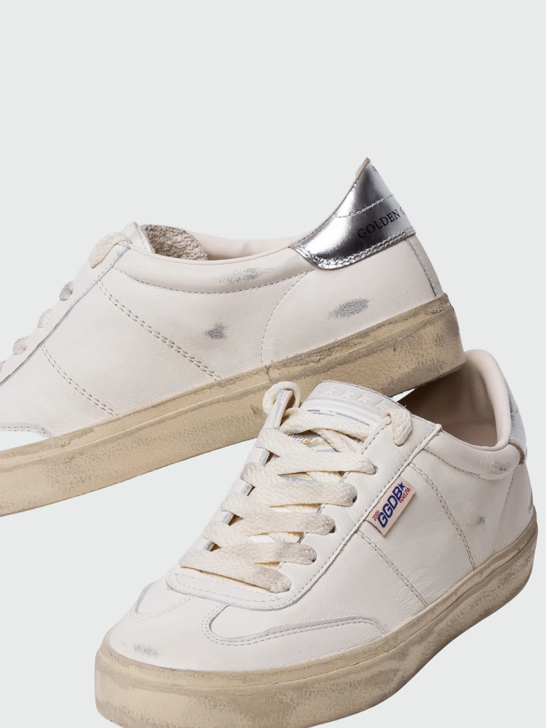 Golden Goose-Championes de cuero acordonados, Soul star Blanco