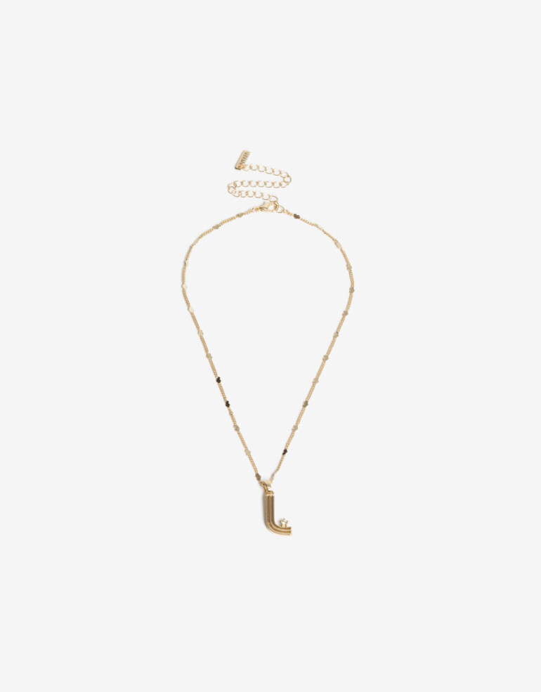 Cadena Corta con Dije Letras Collar Con Dije Inicial Letra "l" - Dorado